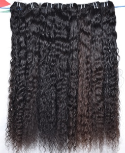 Vente en gros d'extensions de cheveux de temple indien vierge non transformés à 100% ° vague libre de Tengle naturel brut vague naturelle bouclée noire GRATUITE - Product Image 4