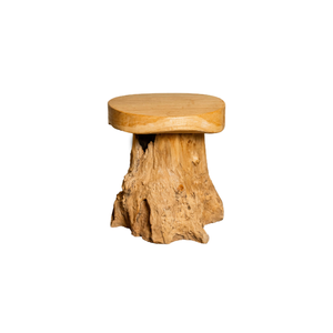 Tabouret unique en racine de teck, design rustique artisanal - Meuble artistique durable pour les espaces de vie d'hôtels et d'appartements - Product Image 1