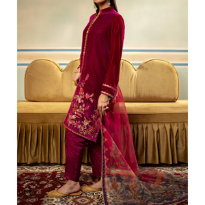 Atractivo vestido de terciopelo elegante vestido de terciopelo de tela suave cultural haga su propio vestido de terciopelo elegante MOQ bajo de moda - Product Image 2