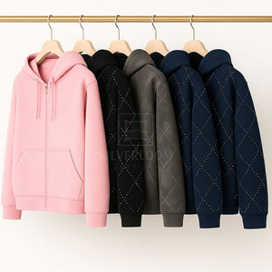 Sudaderas con capucha con cremalleras de algodón 100% hechas a medida | Ropa de calle con detalles descoloridos y diamantes de imitación | Sudaderas con cremallera de gran tamaño - Product Image 6