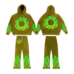 Chándal de lana para hombre de alta calidad lavado con ácido 2024 Puff impreso logotipo personalizado Color sólido liso temporada de invierno al por mayor - Product Image 1