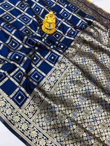 <span class=keywords><strong>Saree</strong></span> de telar manual de seda pura bandhani con tejido de Jari puro de seda pura con saris de trabajo de zari dorado para mujeres Sari de boda indio - Product Image 2