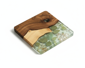 Juego de Posavasos de Resina y Madera |   Posavasos de Madera Natural y Resina Epoxi |   Posavasos Promocionales Pulidos, Duraderos, Elegantes y Ecológicos - Product Image 2