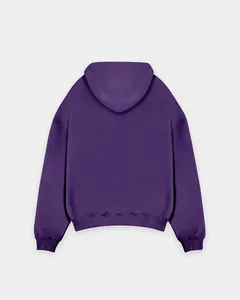Men's Purple Hooded Sweatshirt Oversized Fit Solid <b>Colour</b> Casual Fleece Hoodie With Front Pocket Autumn Wear 2027 - Product Image 2