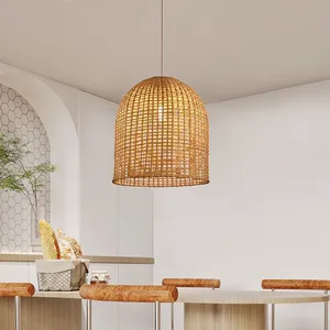 <b>Boho</b> Wicker Bamboo <b>Lampshade</b> Woven Bamboo Ceiling Light High Quality Modern Pendant Light for Home Decor - Product Image 4