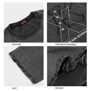 เสื้อยืดผ้าฝ้ายแขนสั้นคอกลมแต่งลายปักซักได้ตามต้องการ - Product Image 5