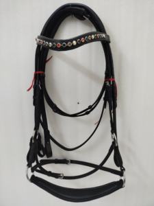 บังเหียนเดรสสาจหนังแท้แบบมีเบาะ ADEEFA รุ่นขายดีที่สุด พร้อมหินหลากสี 5 สี และสายบังเหียนแบบผ้า  ขนาดปรับแต่งได้ - Product Image 2