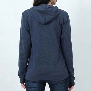 Winter Autumn <b>Women's</b> Slim Fit <b>Hoodies</b> Navy <b>Blue</b> Cotton Zipper Front Logo Casual Fashion Warm Pullover High Quality OEM - Product Image 2