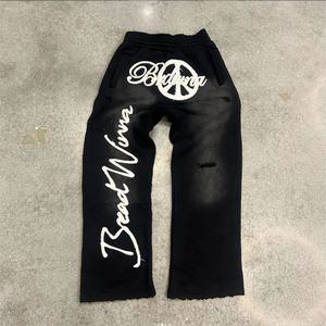 Pantalon de survêtement brodé d'appliques en coton avec logo personnalisé Nouveauté Pantalon de jogging à taille élastique délavé au soleil pour hommes - Product Image 4
