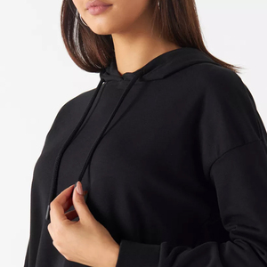 Derniers modèles de sweats à capuche oversize à épaules tombantes en coton uni pour femmes, sweat à capuche personnalisé à manches longues avec broderie, sweat à capuche vierge pour hommes et femmes - Product Image 2