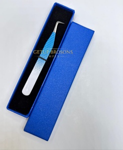 Pince à épiler pour cils GETUP Brosons IMPEX de haute qualité en acier inoxydable, à double couleur, avec revêtement en poudre argentée, à pointe de 90 degrés pour volume et courbure. - Product Image 5