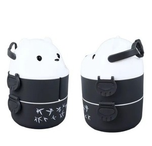 กล่องอาหารกลางวันพลาสติกสำหรับเด็กกล่องใส่อาหารพร้อมช้อนและส้อมกล่องอาหารกลางวันพลาสติกลายเท็ดดี้ - Product Image 1