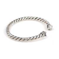 Brazalete Unisex de Plata de Ley 925 con Cabeza de Lobo Pequeña y Diseño Trenzado |   Joyería Turca Hecha a Mano, Marca NUSRET, Moderna, 6.2cm, 19.14g
