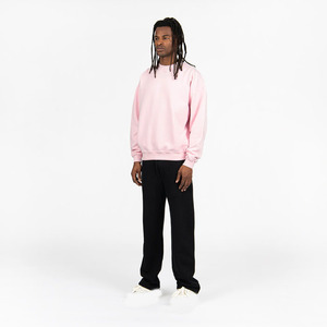 Bébé rose sweats à capuche épais à épaules tombantes surdimensionnés poids lourd 100% coton polaire Logo personnalisé Crop Boxy ras du cou sweats à capuche - Product Image 2