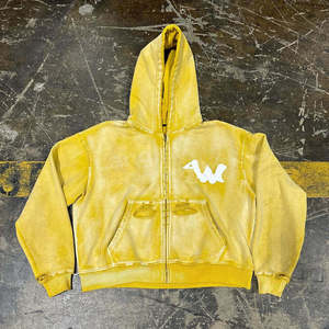 Sudadera con capucha bordada Vintage de lavado ácido de gran tamaño con cremallera de algodón 2024 de alta calidad 100% para hombres ropa de invierno - Product Image 3