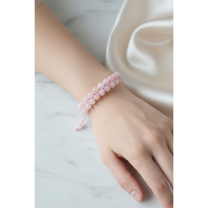 Bracciale in Macramè con Doppia Fila di Pietre Naturali Morganite 8mm - Product Image 2