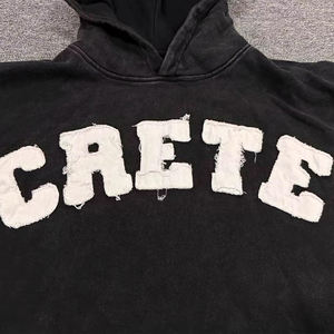 Personnalisé surdimensionné 100% coton Vintage acide soleil fondu lavage pull à capuche hommes polaire recadrée en détresse Patch thermique Applique - Product Image 3