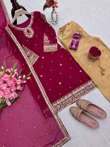 Conjunto de Tres Piezas de Diseñador de la Mejor Calidad para Mujer, Conjunto de Kurta y Pantalón del Fabricante y Mayorista, Regalo para Ella, Informal - Product Image 5