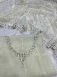 Hermoso diseñador indio puro seda suave bordado pesado secuencia trabajo estilo tradicional boda alta calidad fiesta de mujer - Product Image 4