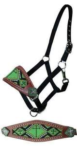 Cuir perlé Bronc nez licou Multifonctionnel ensemble Cheval Muserolle Durable Bronc cuir licou personnalisé perlé strass tack - Product Image 5