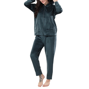 Nouvelle collection hiver 2026 : Survêtement en velours personnalisé pour femme, deux pièces en coton à manches longues, en velours écologique - Product Image 3