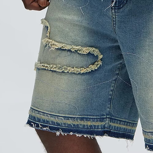 Pantalones cortos vaqueros transpirables para verano, ropa de verano personalizada con su propio logotipo, ropa informal con bolsillos delanteros y traseros - Product Image 2