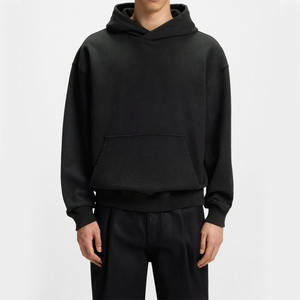 Chándales para hombre en color negro liso, diseño NUEVO y sencillo, con bolsillos tipo canguro, tallas grandes, mangas regulares, precio razonable, en venta. - Product Image 5