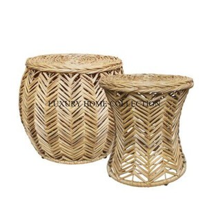 Juego de 2 taburetes de ratán de diferentes tamaños, calidad de lujo, más vendidos, forma redonda, taburete de ratán para el hogar y el jardín, accesorio para muebles - Product Image 1