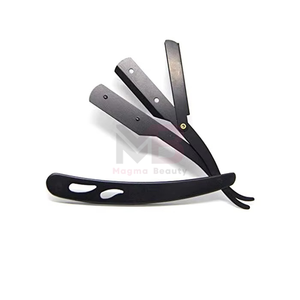 Navaja de Barbero Profesional Plegable Recta con Mango de Plástico, Hojas de Acero Inoxidable Antiácido de un Solo Filo - Product Image 1