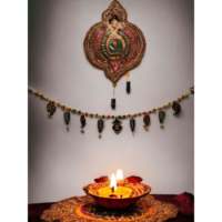 Décorations de porte indiennes artisanales de 33 pouces, motif feuille bohème, en métal, pour Diwali, ornements de Bandharwar pour la maison