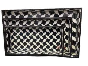 Bandeja de servicio de resina de madera rectangular con bandeja artesanal decorativa de Impresión digital personalizada para té, aperitivos y decoración del hogar - Product Image 2