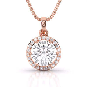 Colgante Solitario con Halo de Diamantes de Corte Redondo, 4.30 Ct, Color F, Claridad VS, Diamante Cultivado en Laboratorio en Oro de 14K, Regalo de Aniversario de Bodas - Product Image 1