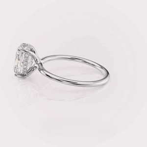 IGI Certified Oval Cut Lab Grown Diamond Solitaire Engagement-Wedding Ring with Hidden Halo in <b>Solid</b> 925 Sterling <b>Silver</b> - Product Image 3