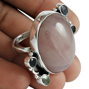 Anillo de moda de Plata de Ley 925 hecho a mano con piedras preciosas de peridoto granate de ónix a rayas para mujer, joyería al por mayor, fabricante de anillos - Product Image 3