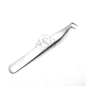 Pince à épiler fine à 90 degrés, manche uni, finition brossée mate, manche confortable et durable, pince à épiler pour cils, service OEM - Product Image 1