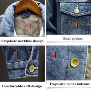 Chaqueta vaquera de manga larga azul medio Chaqueta vaquera personalizada Chaquetas vaqueras para mujer - Product Image 3