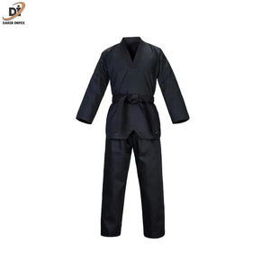 ชุดเทควันโดแบบยูนิเซ็กส์สำหรับฤดูร้อนสีดำพิมพ์ลายคอวีแขนยาวผ้าโพลีผ้าฝ้ายทำจากปากีสถาน - Product Image 4