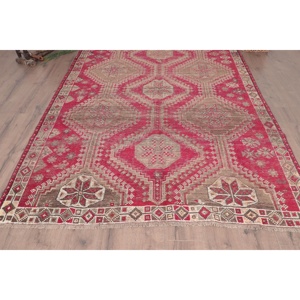 Tapis turc vintage 6,1 x 9,2 pieds, grand tapis, tapis à motifs de plantes et d'arbres rouges - Product Image 5