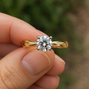 Anillo Solitario Original Hecho a Mano en Oro Blanco de 14K con Corte Redondo, Certificado IGI, Elegante para Boda, Compromiso o Regalo para Mujer - Product Image 6