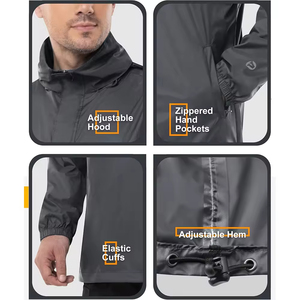 Elegante chaqueta impermeable para la lluvia para hombre, cortavientos para exteriores, ligero, transpirable, para senderismo, OEM, logotipo personalizado, proveedor de fábrica - Product Image 3