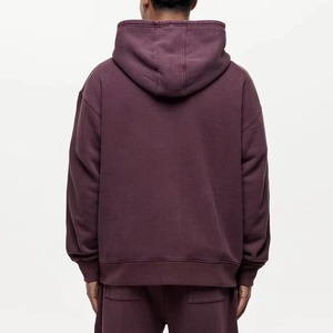 Sweat-shirt épais en molleton de coton lourd de 360 g/m², uni, noir, pour homme, avec logo personnalisé brodé, de haute qualité - Product Image 2