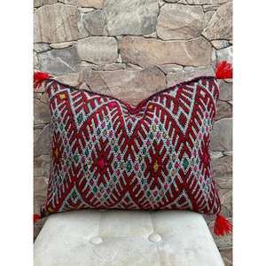 Funda de Almohada Marroquí Hecha a Mano, Funda de Cojín Tradicional Bereber, Cojín Decorativo Boho para Sofá, Almohada Decorativa de Algodón para el Hogar - Product Image 1