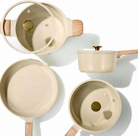 Poêle à frire en céramique antiadhésive avec couvercle, sans PFAS/PTFE ajoutés de manière volontaire, poêle de chef non toxique, compatible induction