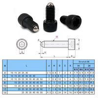 PANQI QT-805 Carbon Steel Ball Plunger Inner Hexagon Thread Slingshot Plunger Ball Wheels Thread Inserts Black Industrial Use