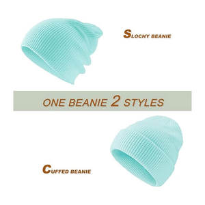 Thermal Winter Beanie <b>Hats</b> <b>Satin</b> <b>Lined</b> Knit Caps Custom Logo Beanies For Outdoor Sports & Cold Weather - Product Image 2