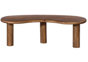 Table basse ronde en bois organique de mangue modernité légère et portable avec hauteur réglable pour meubles de salon - Product Image 2