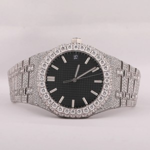 VVS Clarity Premium Lab Grown Diamond Reloj de lujo Ocasiones formales Diseño impresionante Movimiento dual ETA Banda de acero inoxidable 3BAR - Product Image 1