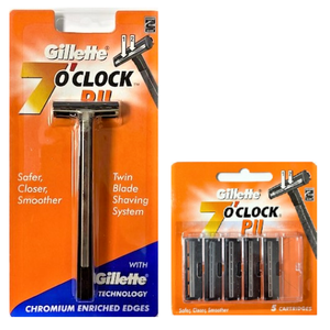 Cuchillas de afeitar Gillette 7 O'Clock Premium de doble filo para hombres, diseñadas para un afeitado ultra suave y preciso. - Product Image 1