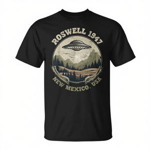 T-shirt vintage Roswell 1947 OVNI Chasseur d'extraterrestres, vêtements promotionnels sur le thème de l'abduction au Nouveau-Mexique - Product Image 3