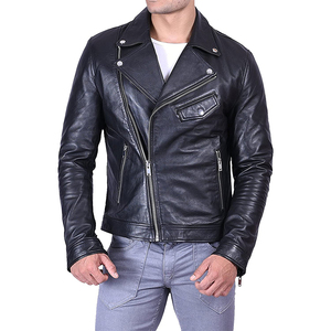 Veste en cuir pour hommes de couleur unie élevée conçue sur mesure col montant hiver veste de moto en laine Street-Wear vente en ligne légère - Product Image 1
